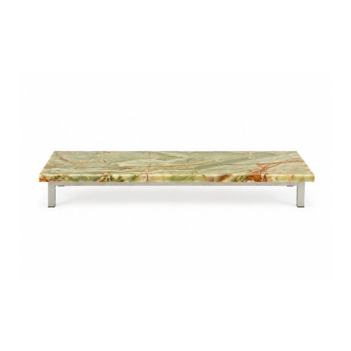 Table basse Marais B168 D71 H20 - Pieds brossés - Onyx vert - Bord droit