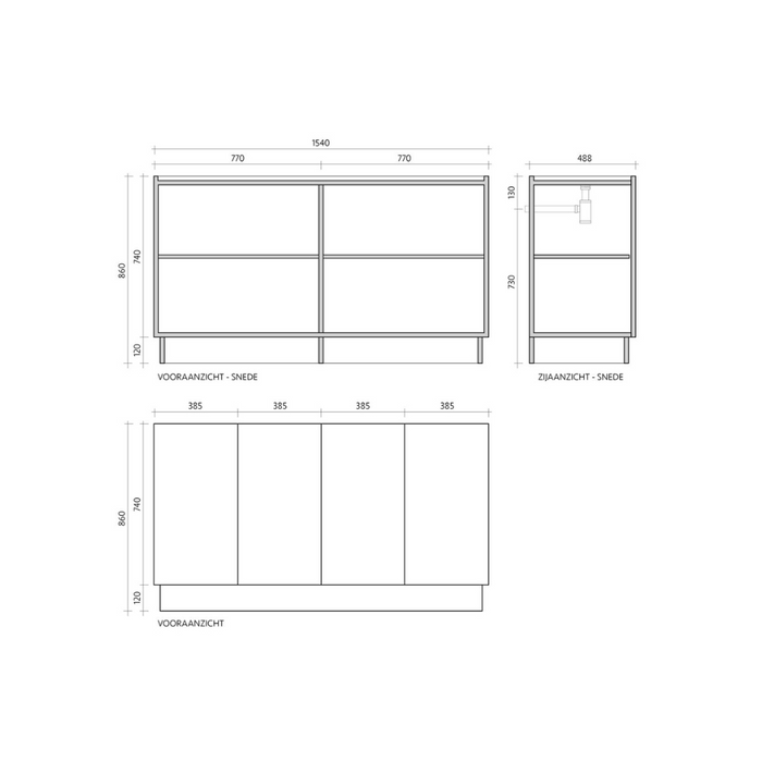Badkamermeubel Felix walnoot met zwart marmeren wastafel George 154 cm