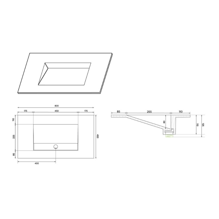 Vasque Cordoba en solid surface blanc mat 80 cm