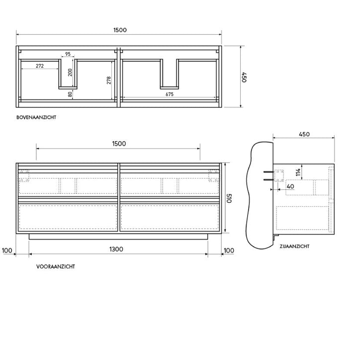 Technische tekening Fien 150cm