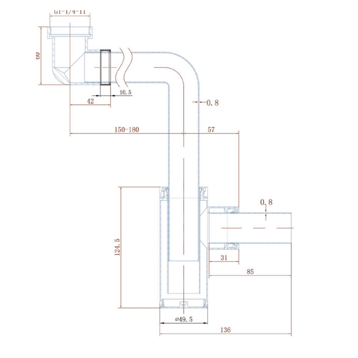 Siphon gain de place chromé