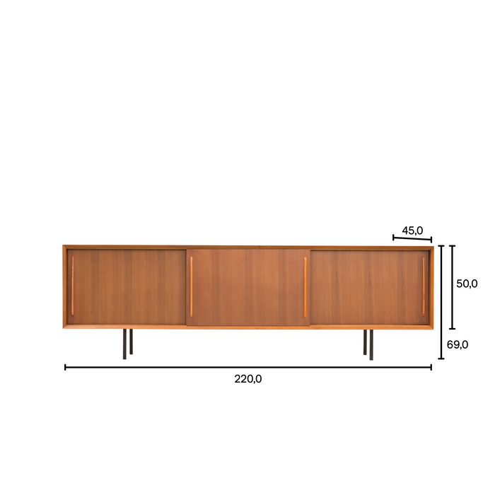 Vintage dressoir Oskar teak 220 cm