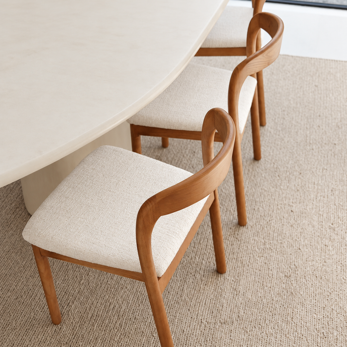 Chaise de salle à manger Chale noyer clair bouclé ivoire