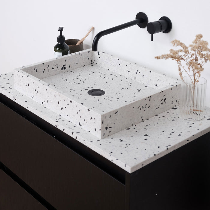 Badkamermeubel met Terrazzo - George wastafel - Zwarte Eik - (80 cm) - ANN