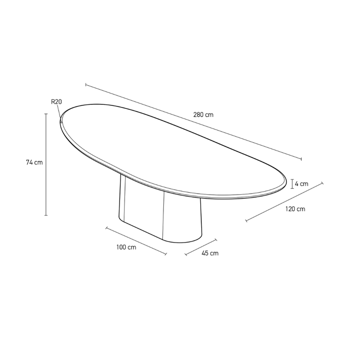Table de jardin organique Avira latte 280 cm