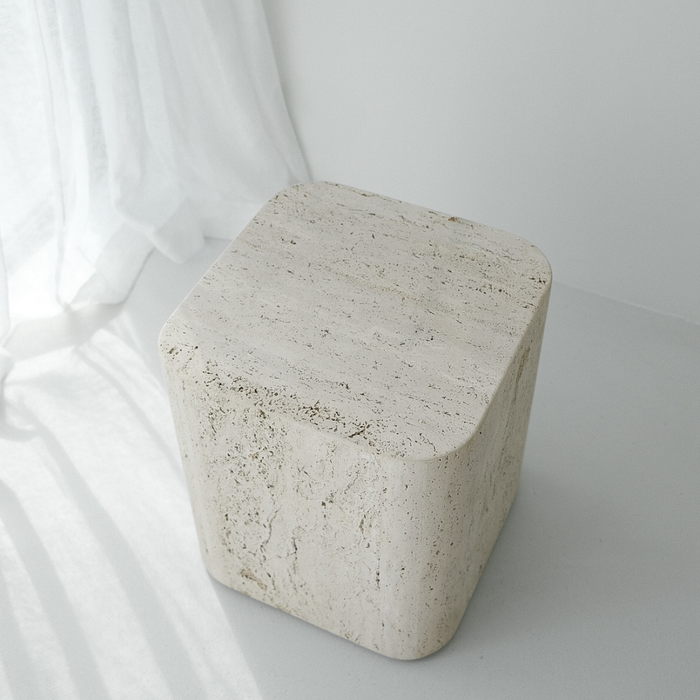 Mesa de centro cuadrada de travertino Alba 40 cm