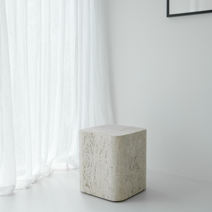 Mesa de centro cuadrada de travertino Alba 40 cm