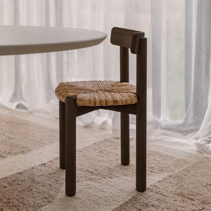 Arlo smoke dining chair with woven seat