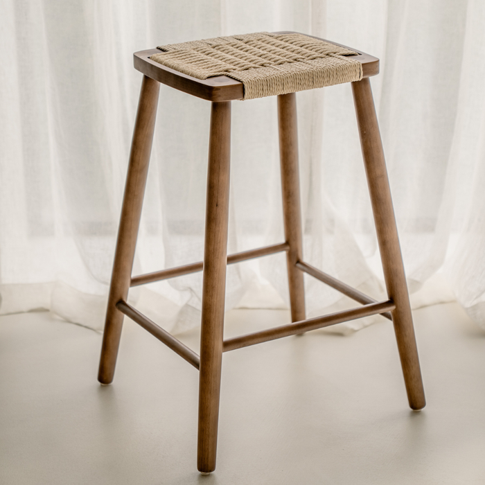 Barstoel Belli donkerwalnoot geweven 63 cm