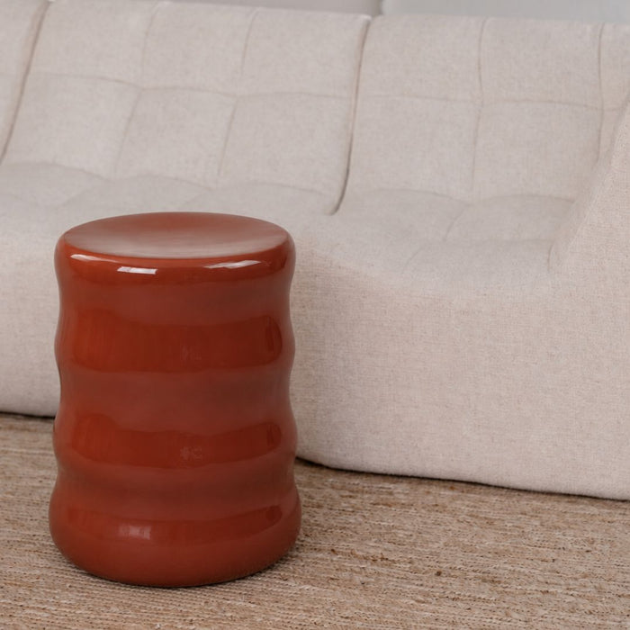 Poef Leni – D29 × H34 cm – Keramiek – Koperbruin