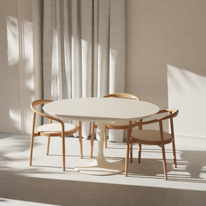 Round tulip dining table Camille latte Ø140 cm