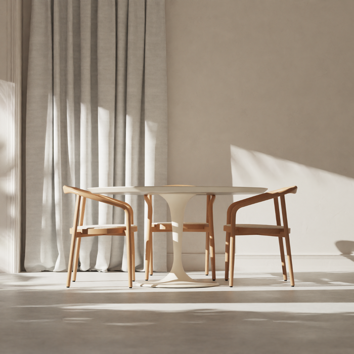 Round tulip dining table Camille latte Ø140 cm