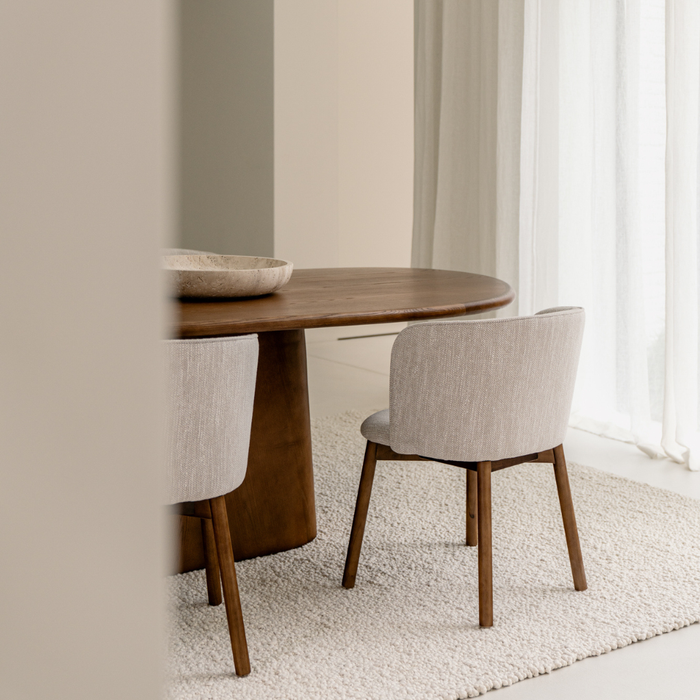 Chaise de salle à manger Celia en noyer foncé et sandstone