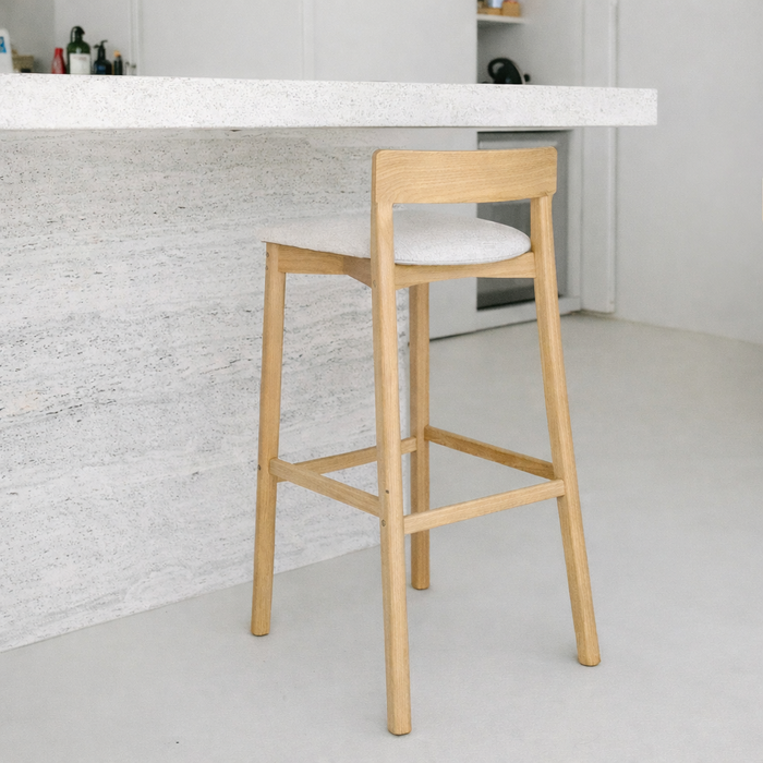 Barstoel Charmes eik stoffen zitting 75 cm