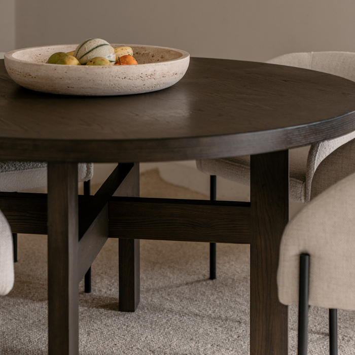 Table à manger ronde Victor en bois fumé Ø140 cm