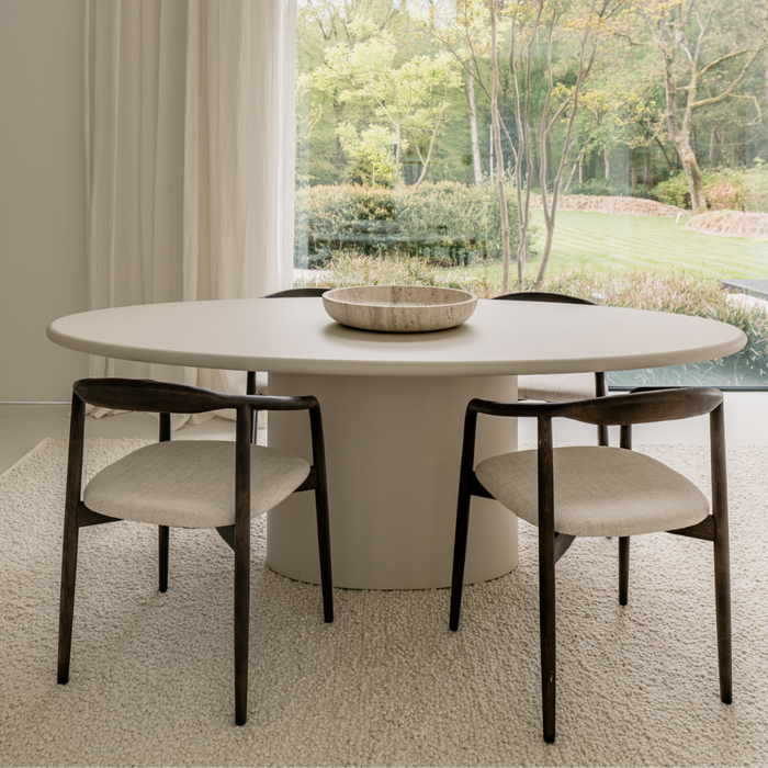 Mesa de comedor ovalada Dena efecto hormigón latte 220 cm
