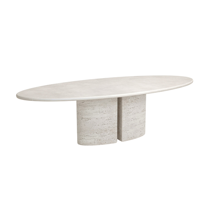 Zira oval dining table, travertine leg, 260 cm
