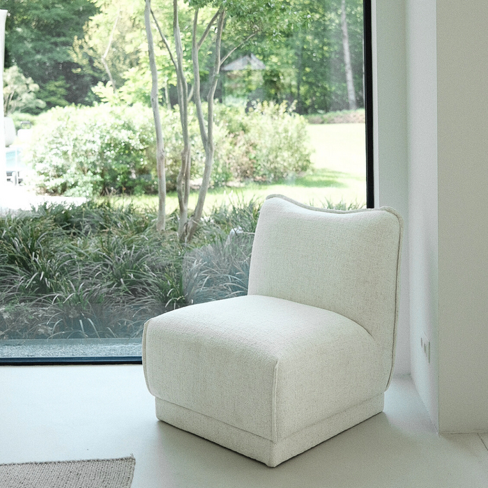 Elodie armchair – moss green, teddy fabric or sandstone weave