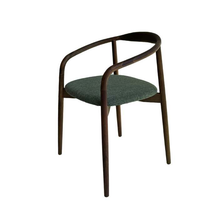 Chaise de salle à manger Ely en acacia noyer avec assise en tissu