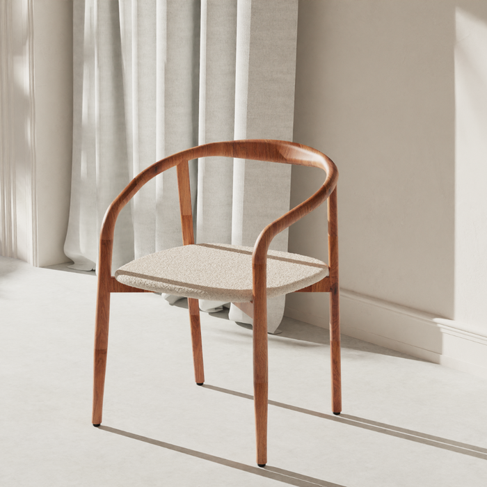 Ely light walnut dining chair with fabric seat