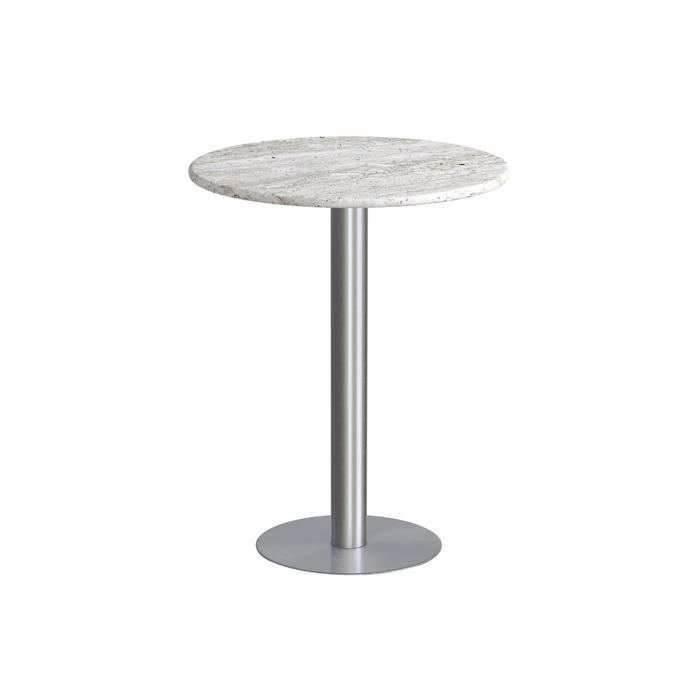 Erik round bar table, white travertine, steel, Ø60