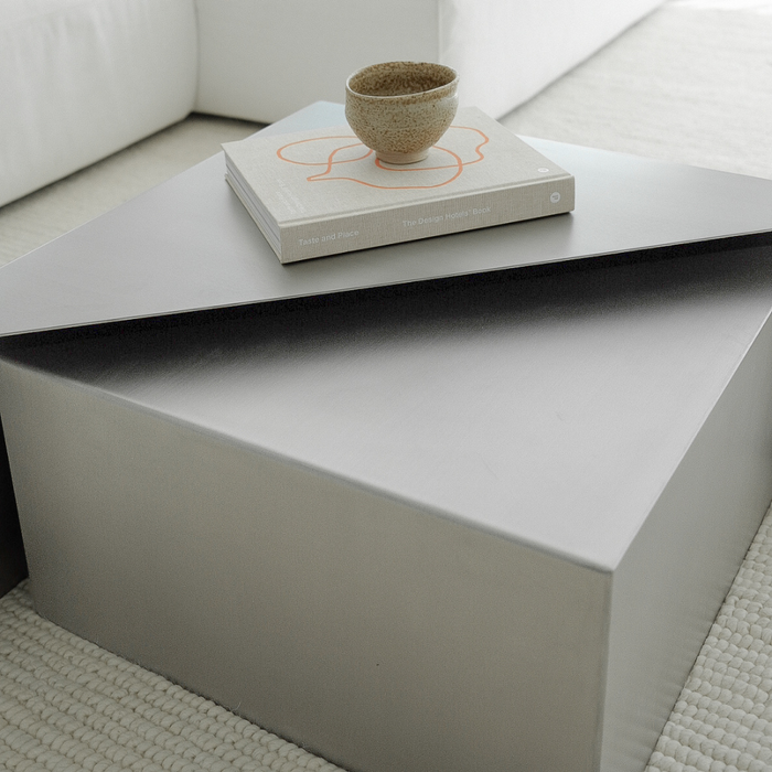 Mesa de centro Erbray de acero inoxidable cromado grande