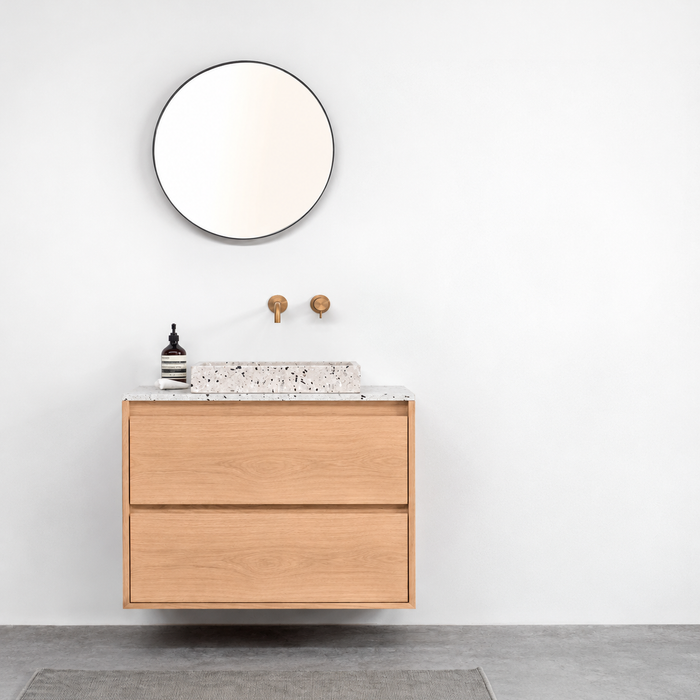 Badmöbel Ann Eiche mit Terrazzo-Waschbecken George 80 cm