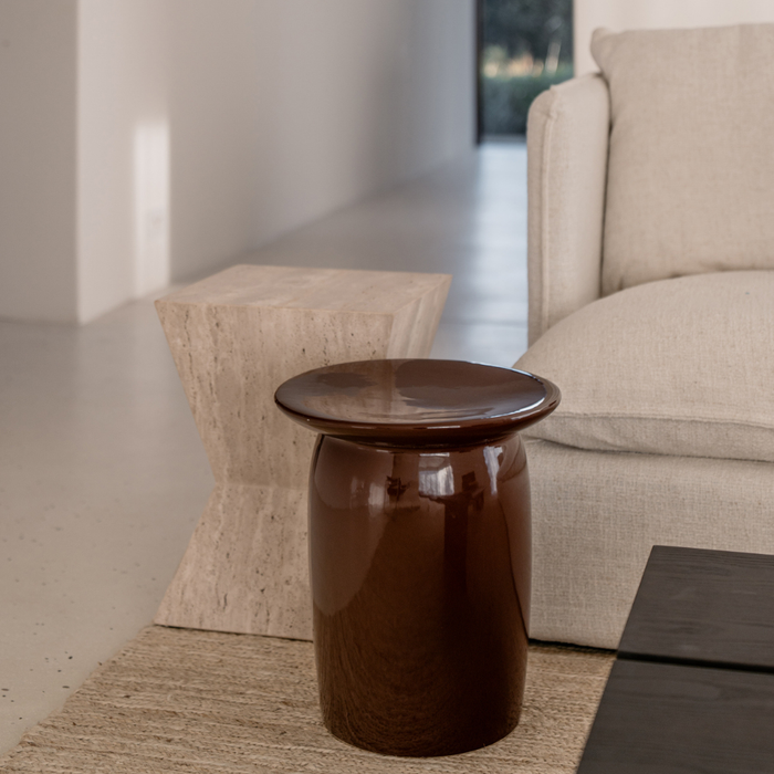 Table d’appoint Kivo en céramique cannelle Ø36 cm