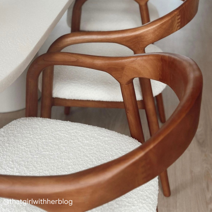 Chaise de salle à manger Muret en noyer clair et bouclé