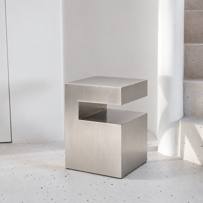 Lewis Side Table - W32 D32 H45 - Brushed Steel