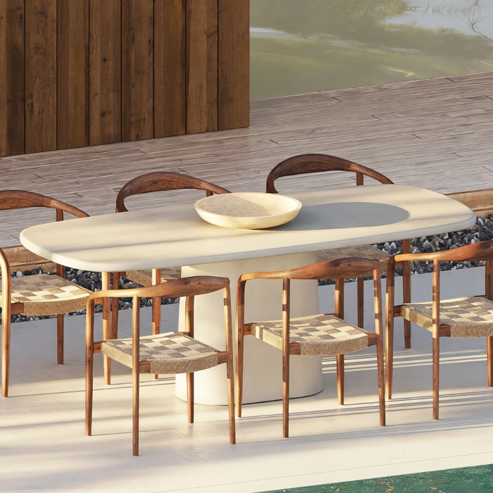 Mesa de jardín Lorient de cemento color latte 200 cm