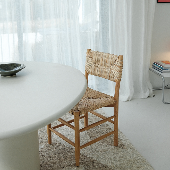 Mardor dark oak dining chair with rope seat