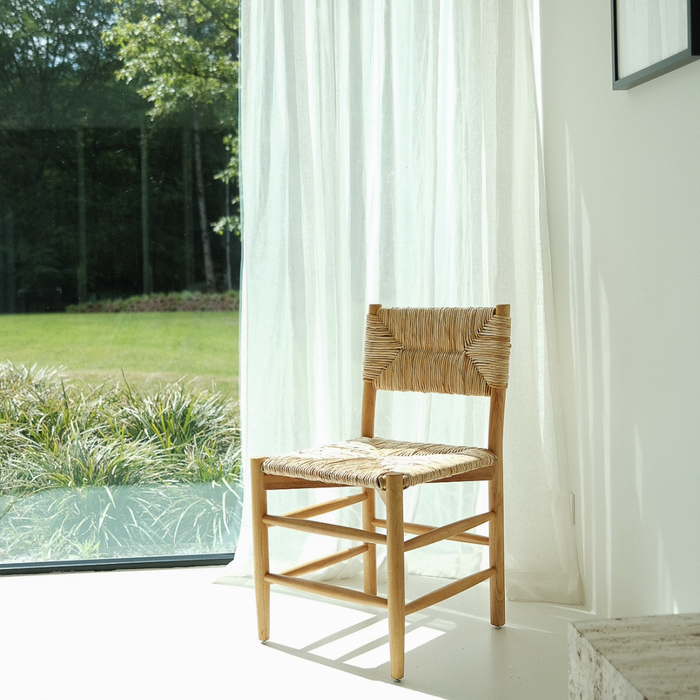 Mardor dark oak dining chair with rope seat