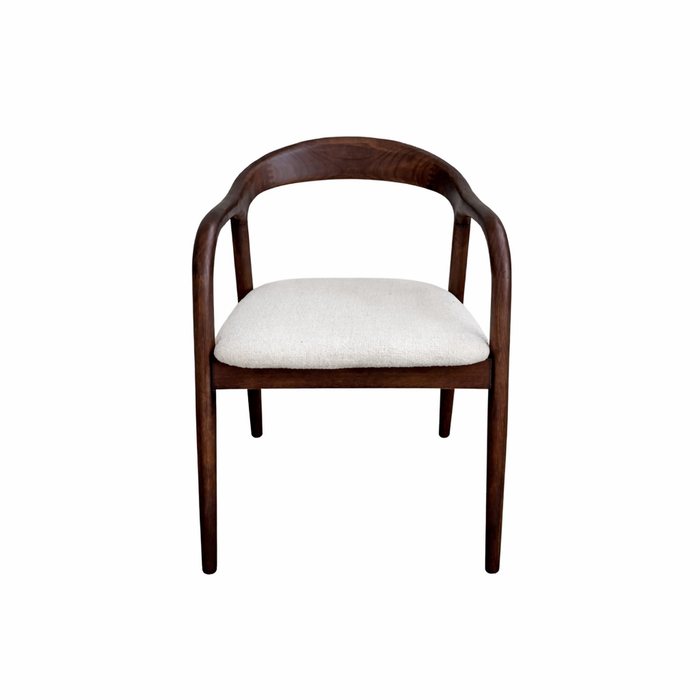 Silla de comedor Muret color humo con asiento de bouclé marfil VDF117