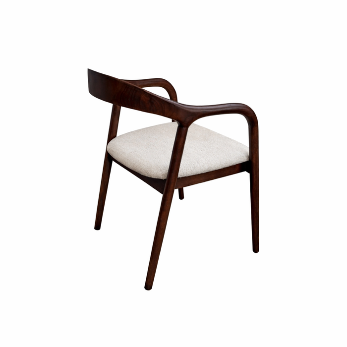 Silla de comedor Muret color humo con asiento de bouclé marfil VDF117