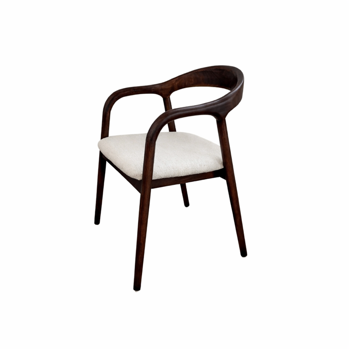 Silla de comedor Muret color humo con asiento de bouclé marfil VDF117