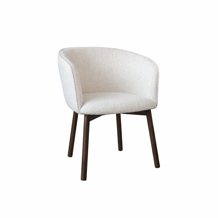 Silla de comedor Nox color marfil ahumado de bouclé