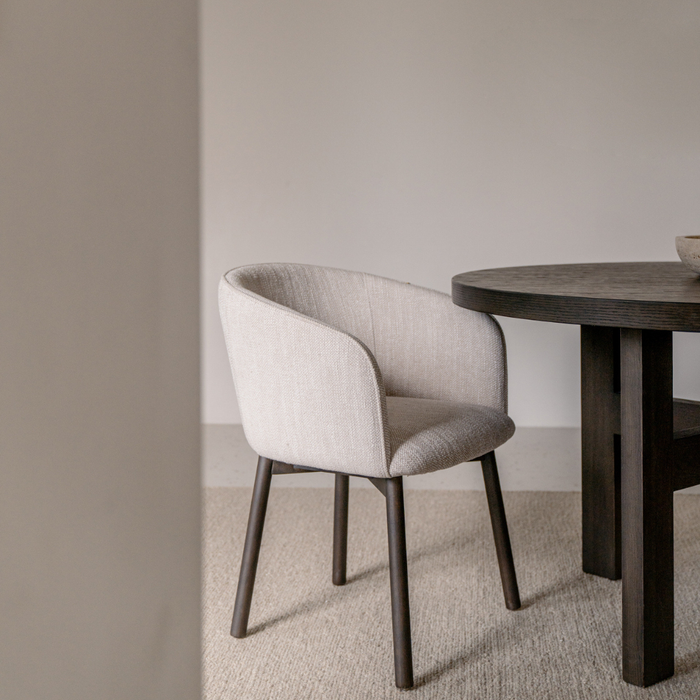 Nox dining chair, smoke, sandstone weave
