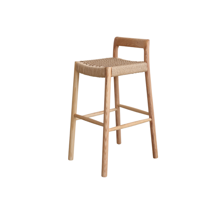 Tabouret de bar Nulla en chêne avec assise tressée 75 cm