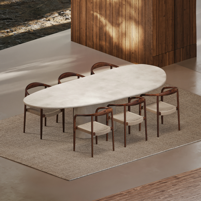 Mesa de jardín ovalada Anvers MicroSkin color latte nublado