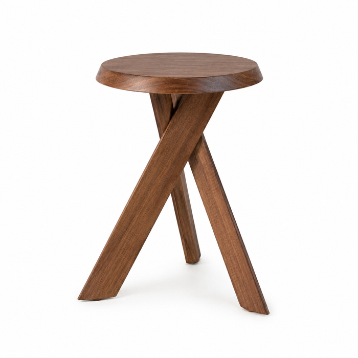 Mesa auxiliar Pannes de acacia color nogal