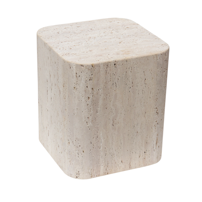 Mesa de centro cuadrada de travertino Alba 40 cm