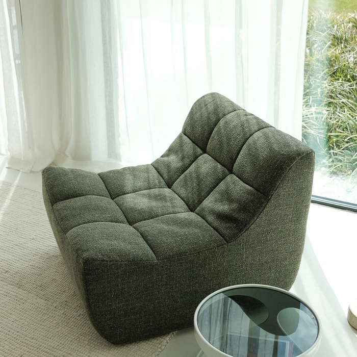 Fauteuil module Lemont 81 cm – ivory bouclé of sandstone weave