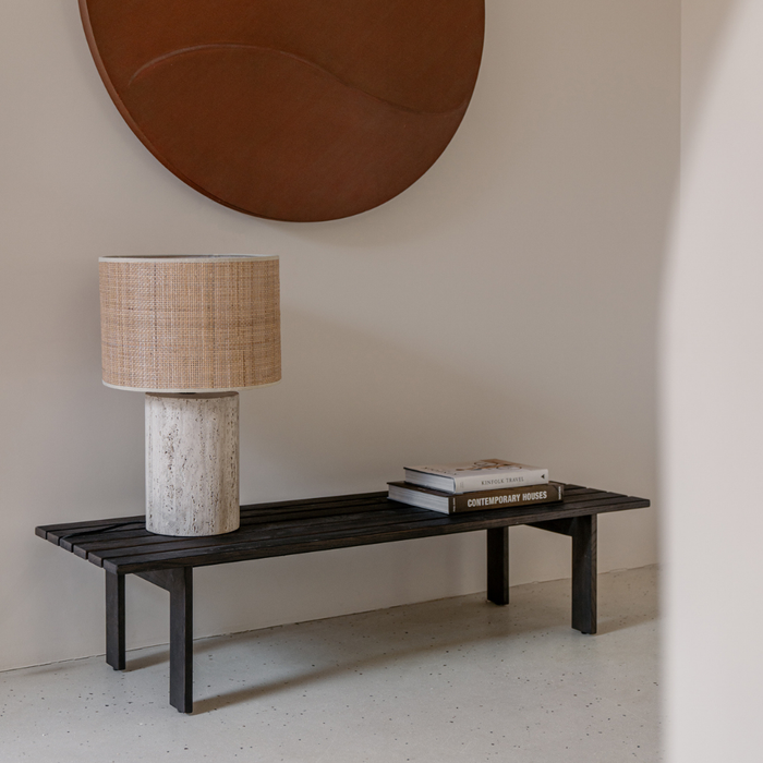 Mesa de centro Melanie de fresno color humo, 140 cm