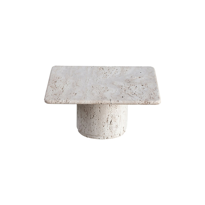 Table basse carrée Lyon en travertin blanc, basse