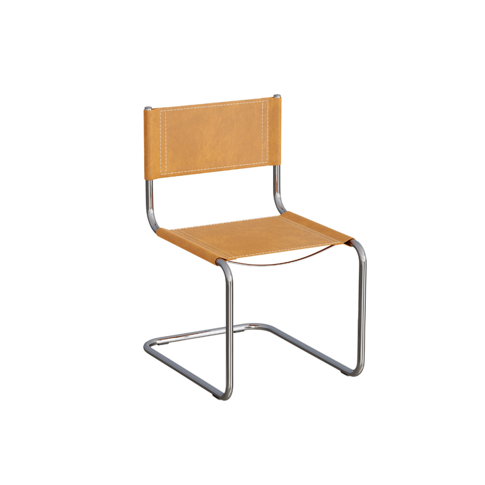 Swing dining chair, chrome, light cognac