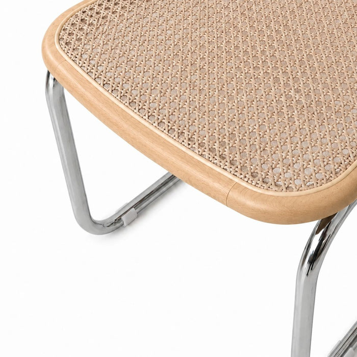 Swing cane dining chair oak/chrome