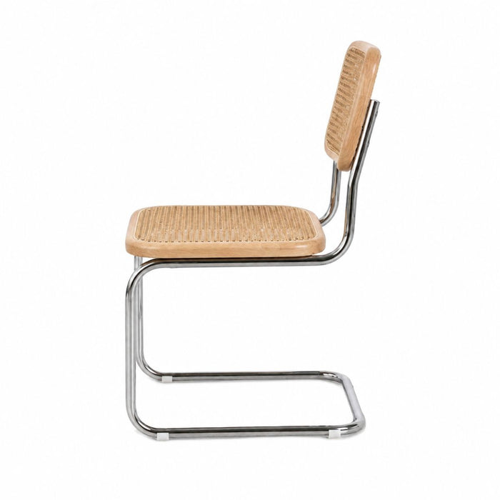 Swing cane dining chair oak/chrome