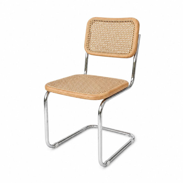 Swing cane dining chair oak/chrome
