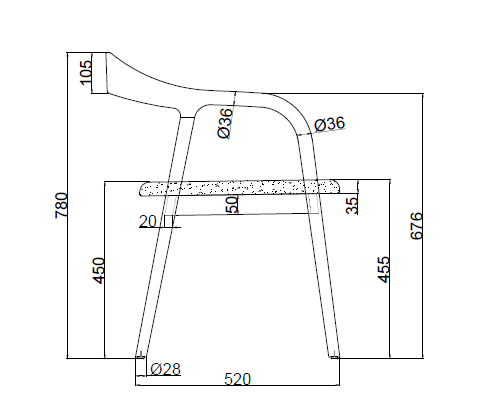 muret-eetkamerstoel-furnified-technsiche-tekening